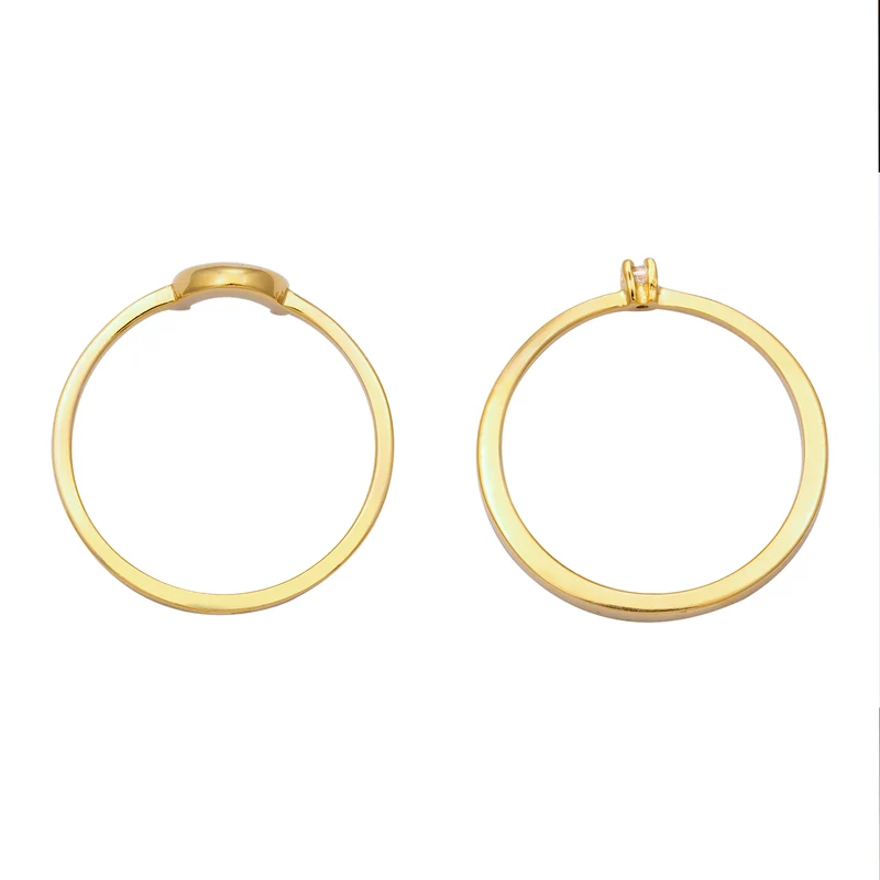 Ringset Halbmond | Zirkonia (Weiß)