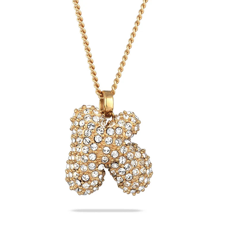 Halskette Bubble Buchstabe K | Mit Kristallen von Swarovski® (Weiß)