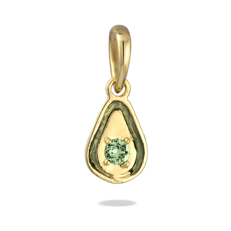 Anhänger Avocado | Emaille & Glas Kristall (Hellgrün)