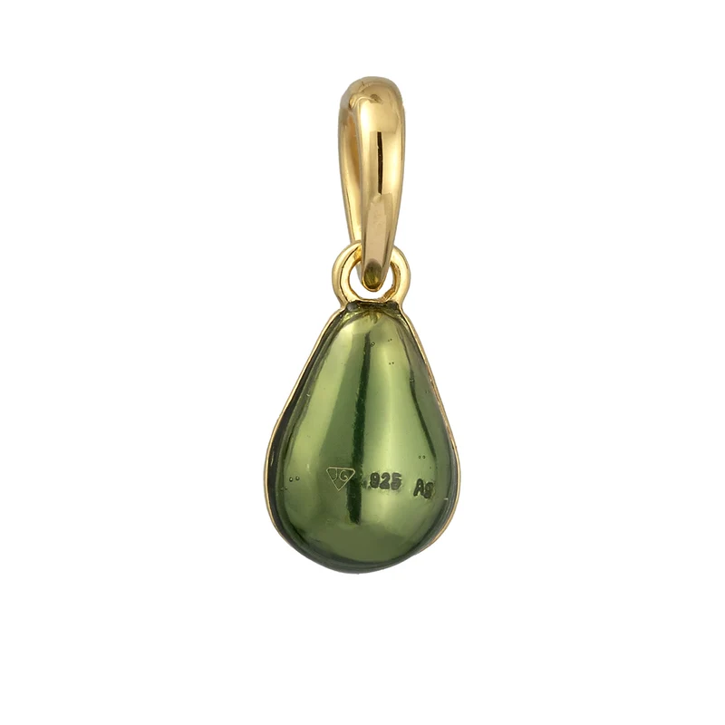 Anhänger Avocado | Emaille & Glas Kristall (Hellgrün)