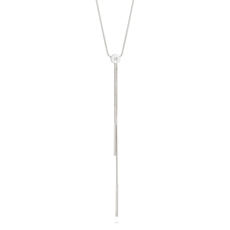 Y-Halskette Géo | Mit Kristallen von Swarovski® (Weiß)