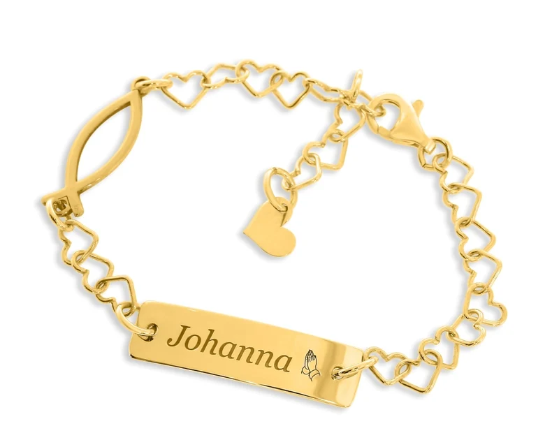 TAUFE ARMBAND GOLD MÄDCHEN TAUFFISCH ARMBAND 925 SILBER VERGOLDET TAUFSCHMUCK