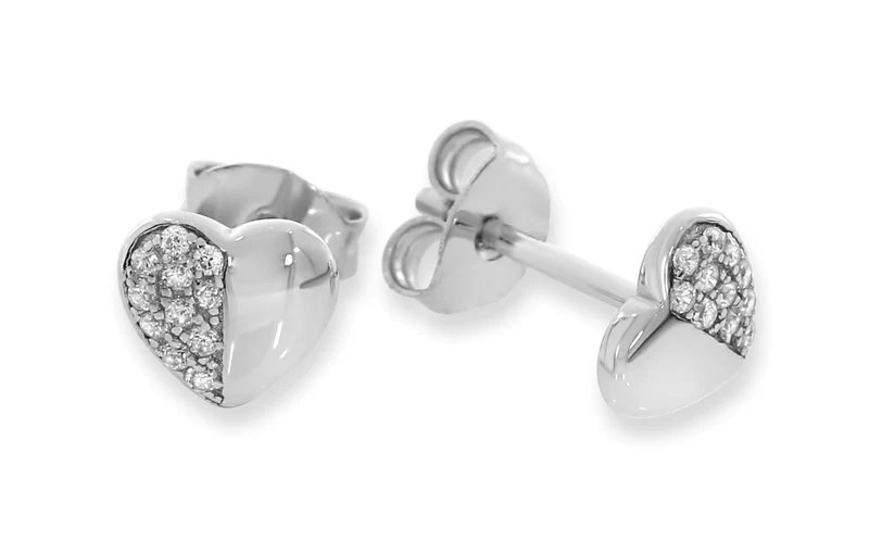 OHRSTECKER HERZ ZIRKONIA, OHRSCHMUCK SILBER HERZ