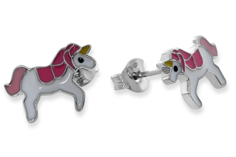 EINHORN OHRSTECKER, MÄDCHEN OHRRINGE, PERD, 925 SILBER