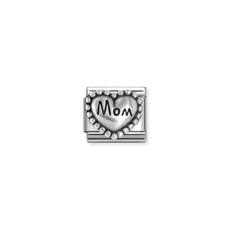 Classic Oxidised Silver Heart with Dots Mom Family & Friends Charms