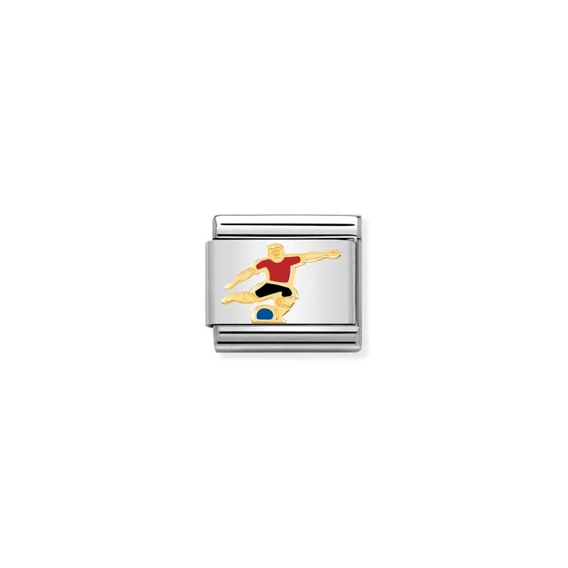 Classic Gold and Enamel Red Soccer Player Sports & Hobbies Charms