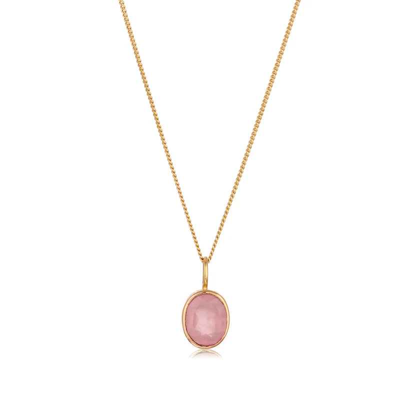 Halskette mit Anhänger | Quarz (Rosé)