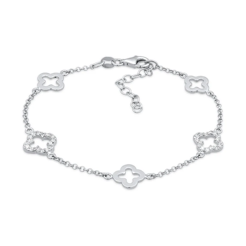 Armband Kleeblatt | Zirkonia (Weiß)