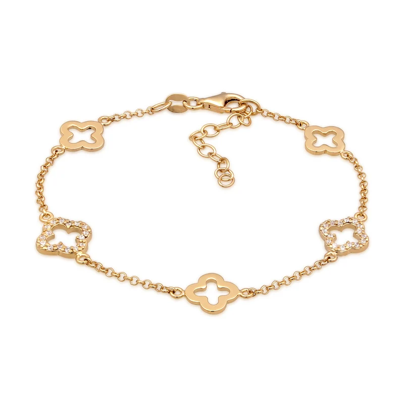Armband Kleeblatt | Zirkonia (Weiß)