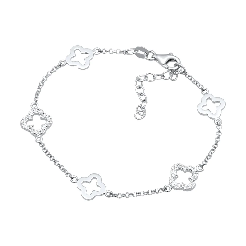 Armband Kleeblatt | Zirkonia (Weiß)