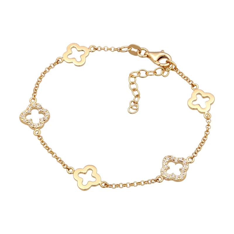 Armband Kleeblatt | Zirkonia (Weiß)