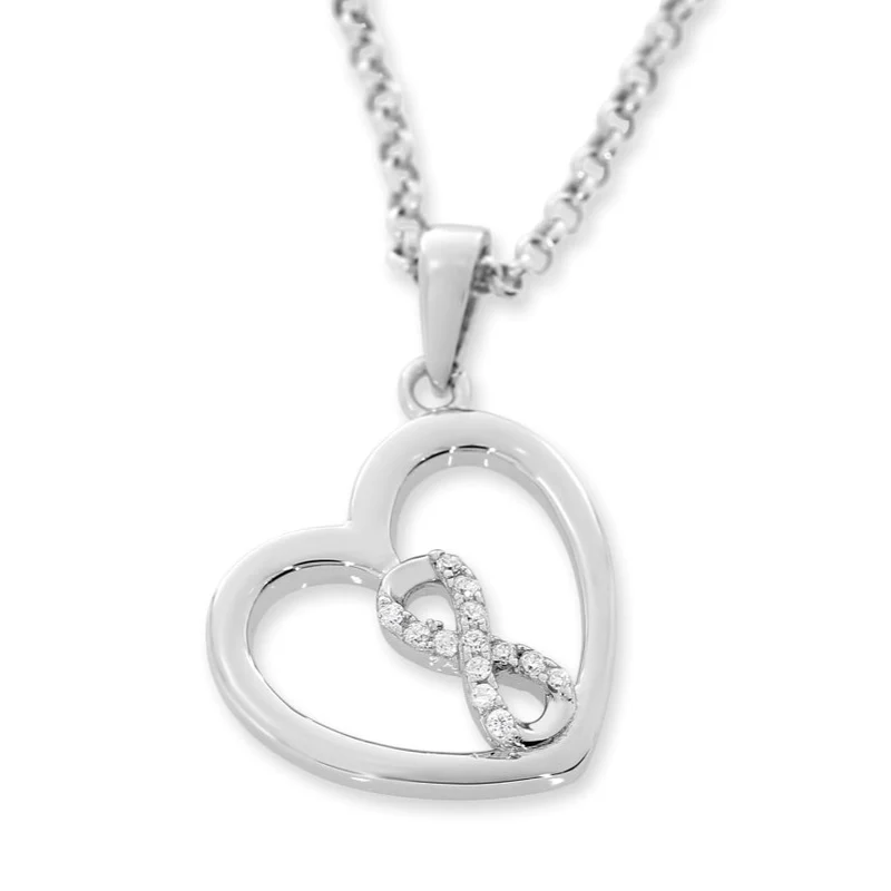 SILBERKETTE MIT HERZ ANHÄNGER AUS 925 STERLING SILBER DAMEN HALSKETTE INFINITY