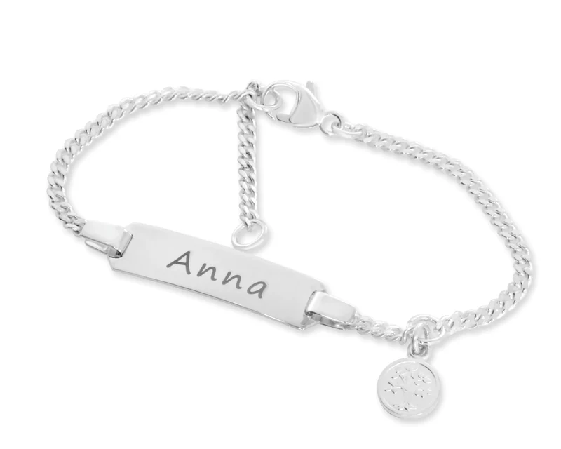 TAUFARMBAND 925 SILBER ARMBAND ZUR TAUFE SCHMUCK FÜR BABY ID ARMKETTCHEN GRAVUR BAUM