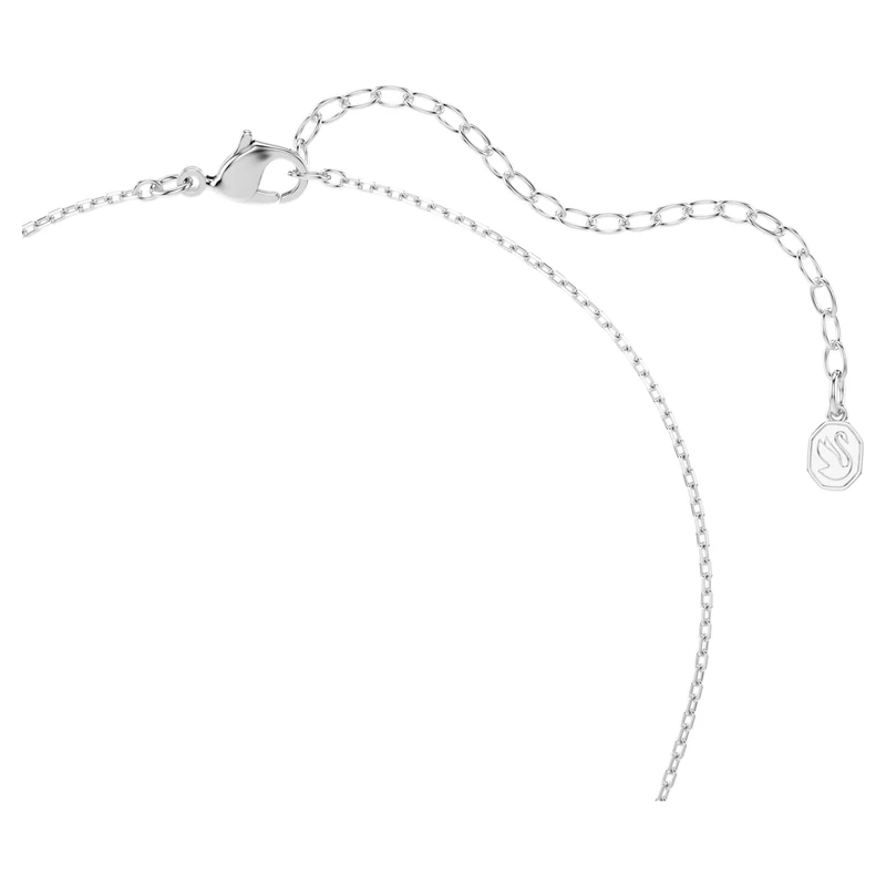 Swan Pendant Necklace with Mixed-Cut White Crystal in Rhodium Silver