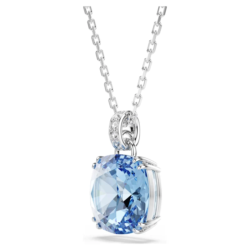 Millenia Pendant Necklace with Cushion-Cut Blue Crystal in Rhodium Silver