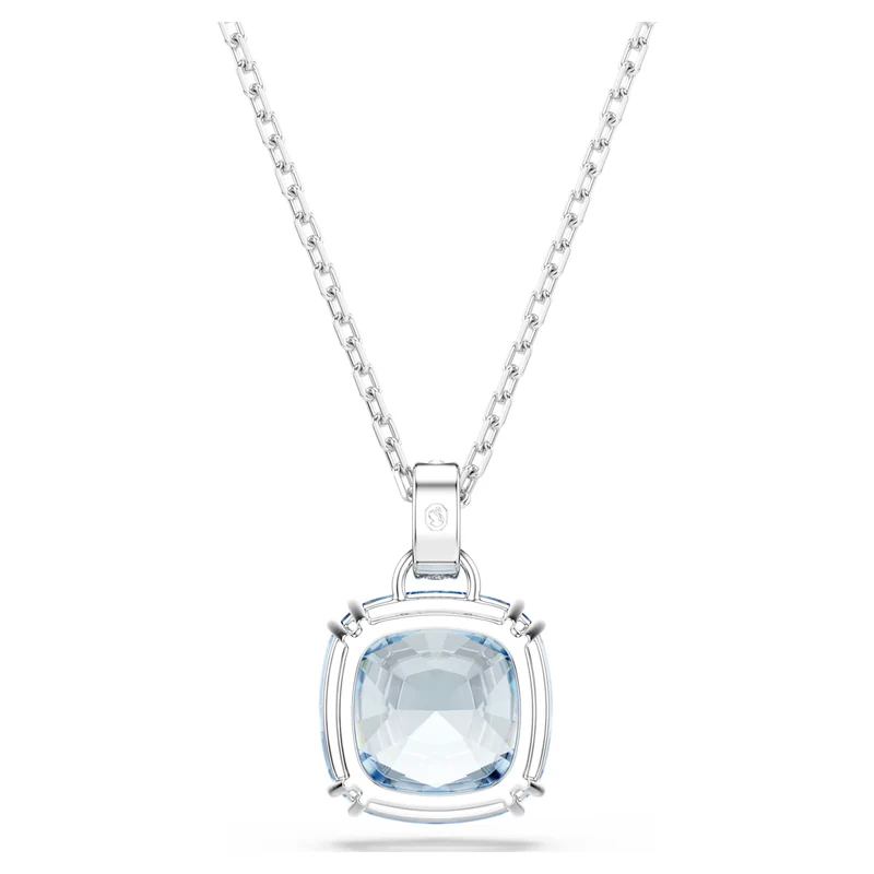 Millenia Pendant Necklace with Cushion-Cut Blue Crystal in Rhodium Silver