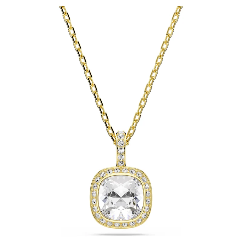 Una Angelic Pendant Necklace with Cushion-Cut White Crystal in Gold