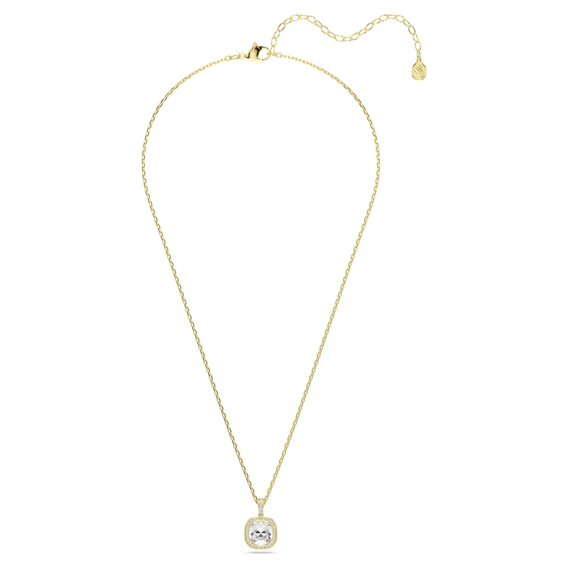Una Angelic Pendant Necklace with Cushion-Cut White Crystal in Gold