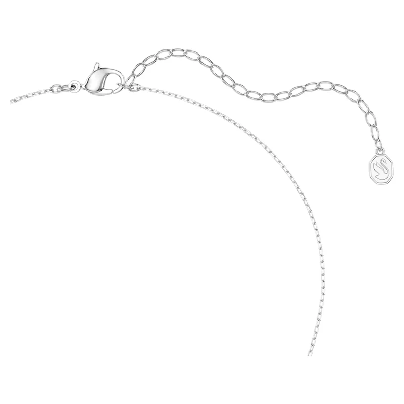 Vienna Feather Pendant Necklace with Mixed-Cut White Crystal in Rhodium Silver