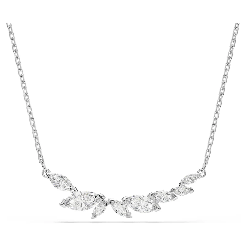Mesmera Necklace with Marquise-Cut White Crystal in Rhodium Silver
