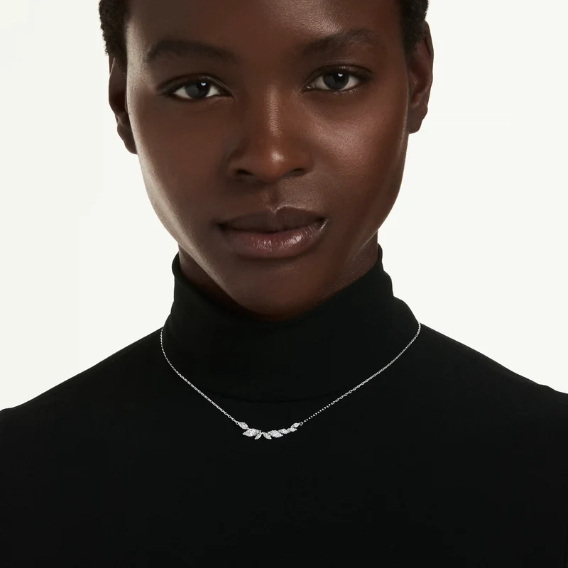 Mesmera Necklace with Marquise-Cut White Crystal in Rhodium Silver