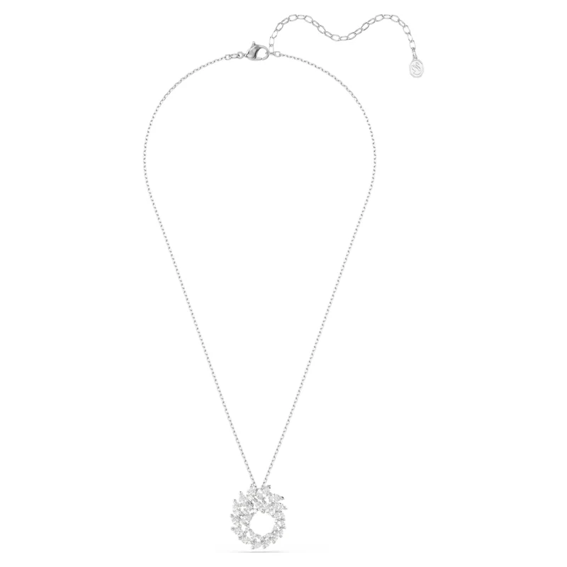 Mesmera Pendant Necklace with Marquise-Cut White Crystal in Rhodium Silver