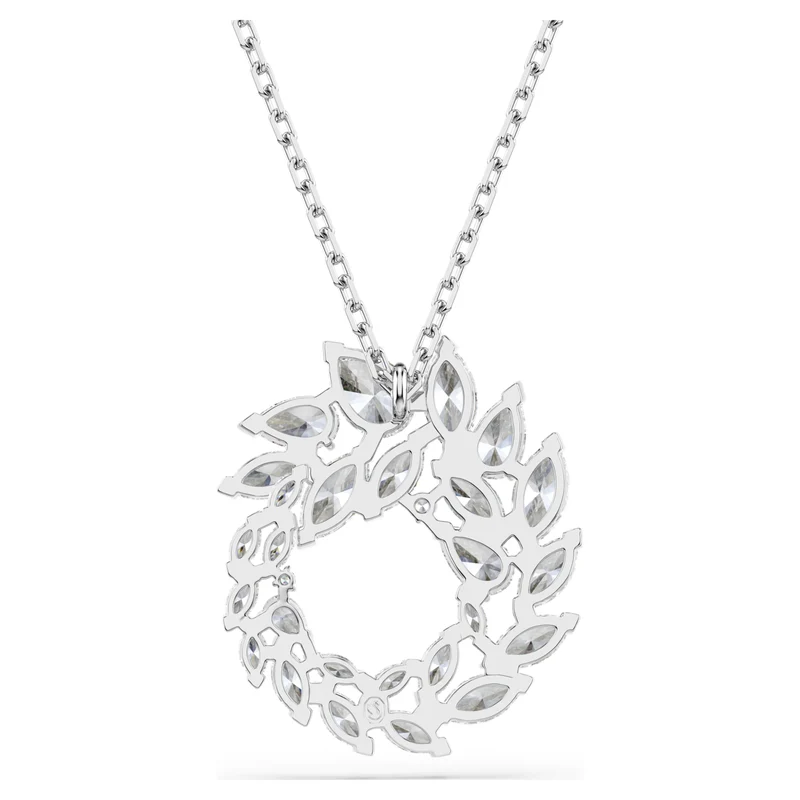 Mesmera Pendant Necklace with Marquise-Cut White Crystal in Rhodium Silver