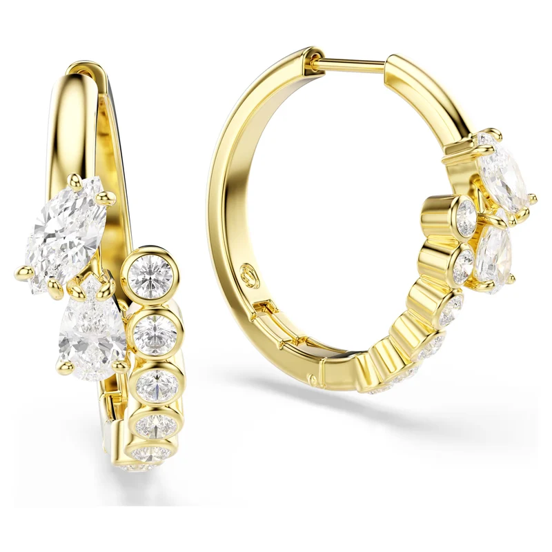 Mesmera Hoop Earrings with Mixed-Cut White Crystal in Gold
