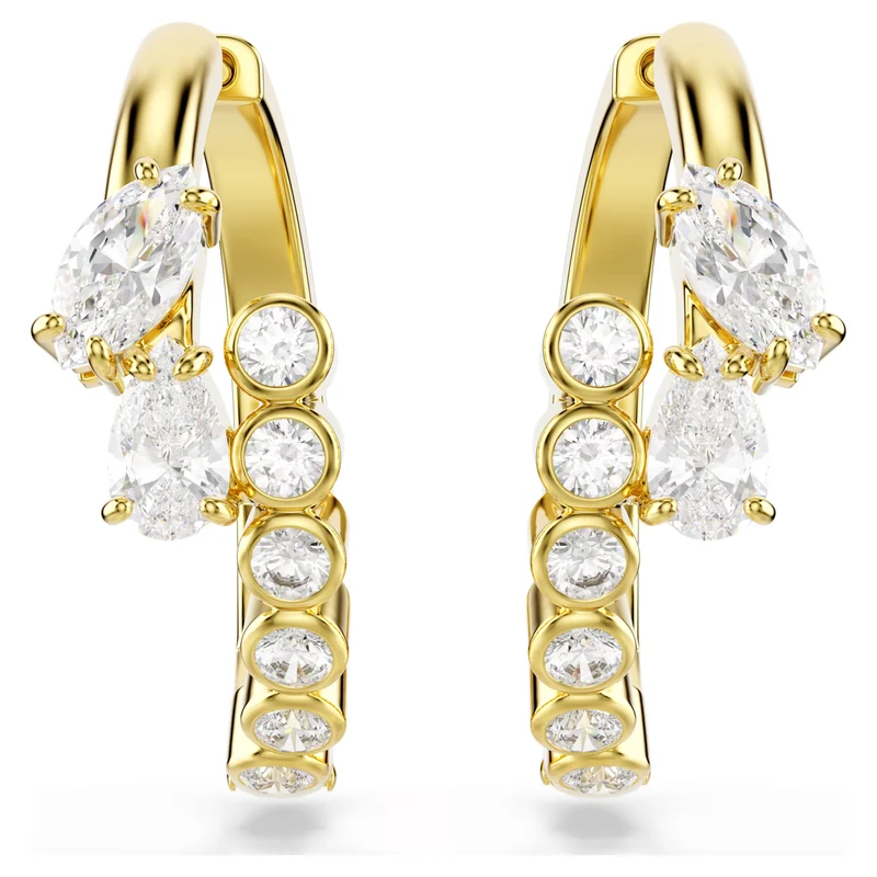 Mesmera Hoop Earrings with Mixed-Cut White Crystal in Gold