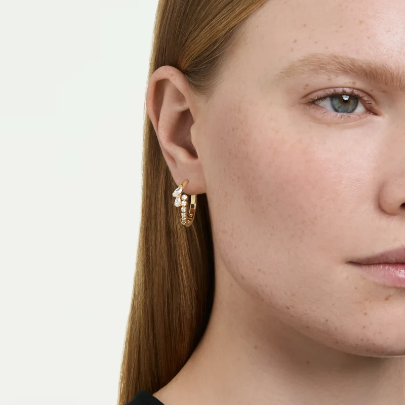 Mesmera Hoop Earrings with Mixed-Cut White Crystal in Gold