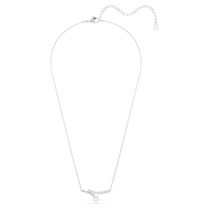 Matrix Necklace with Round-Cut White Crystal in Rhodium Silver
