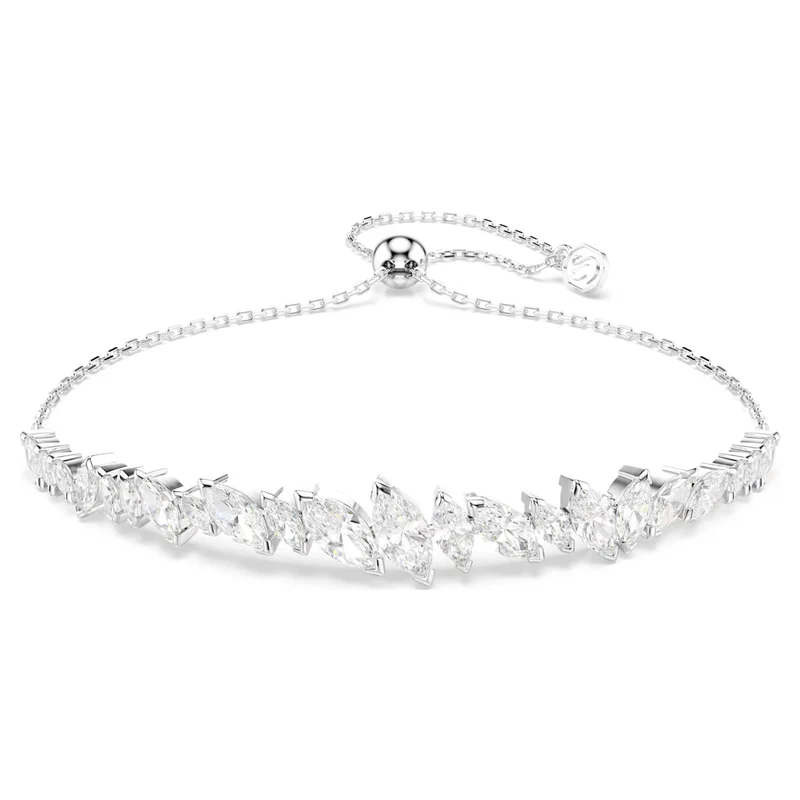 Mesmera Bracelet with Marquise-Cut White Crystal in Rhodium Silver