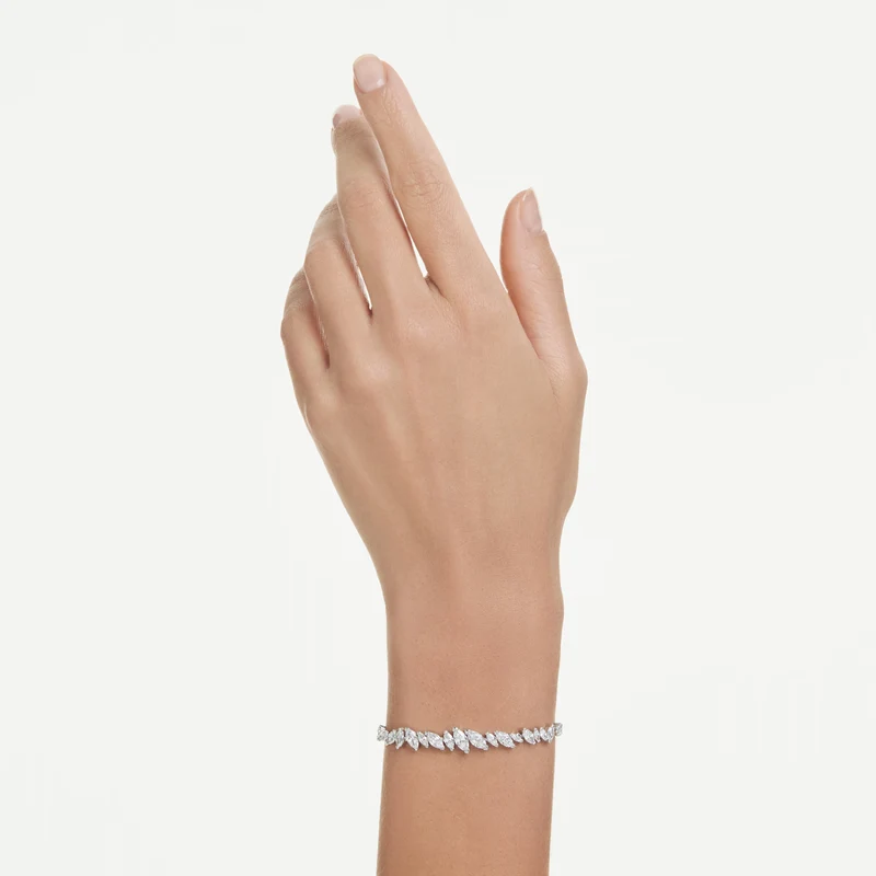 Mesmera Bracelet with Marquise-Cut White Crystal in Rhodium Silver
