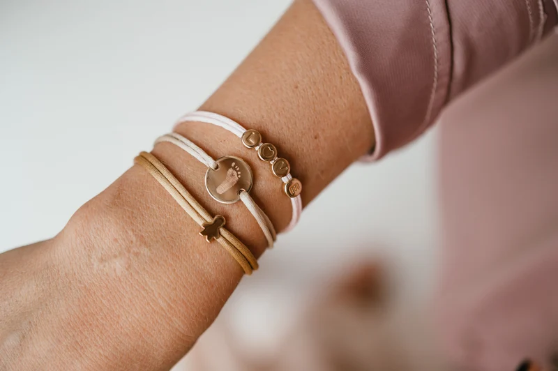 Hand en Voetafdruk Round Armband - Verguld - Gepersonaliseerd Sieraad