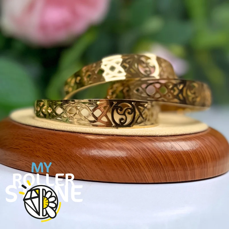 Goldenes keltisches Armband – Hexenknoten & Dreifaltigkeit