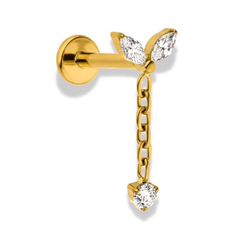 Dangling Lotus Leaf Labret Piercing – Titan