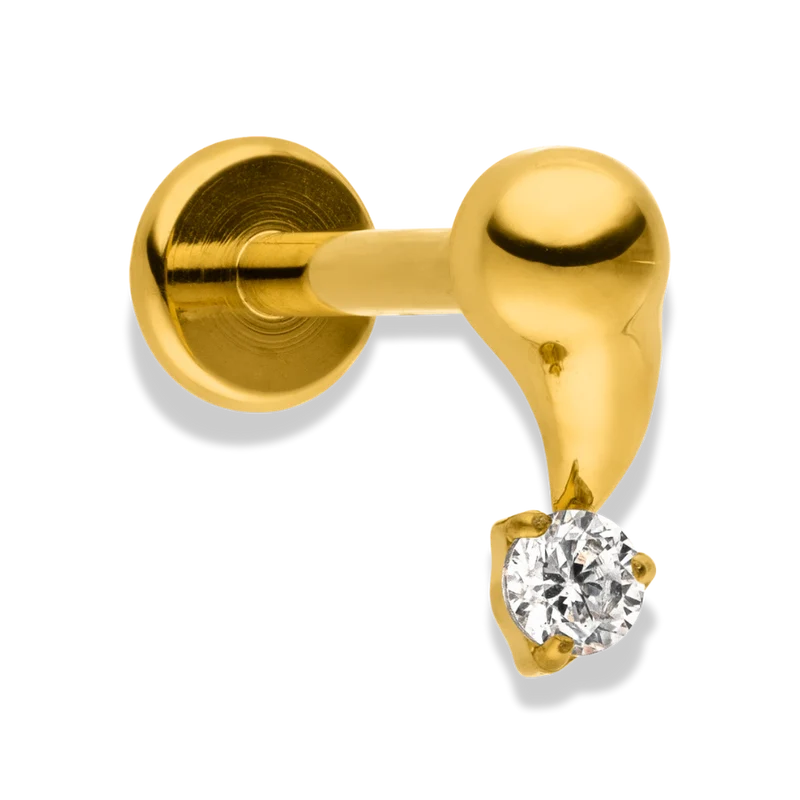 Sparkling Golden Drop Labret Piercing – Titan