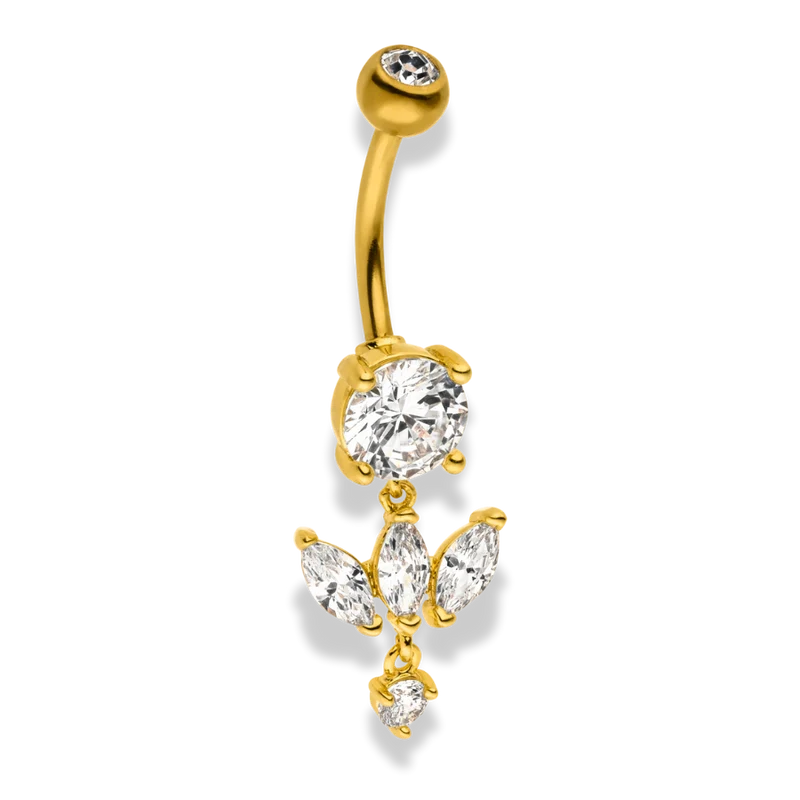 Big Lotus Belly Piercing 18K Vergoldet