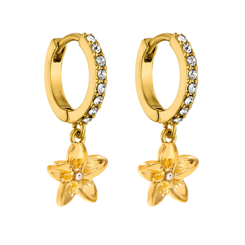 Frangipani Huggie Ohrringe 14K Vergoldet