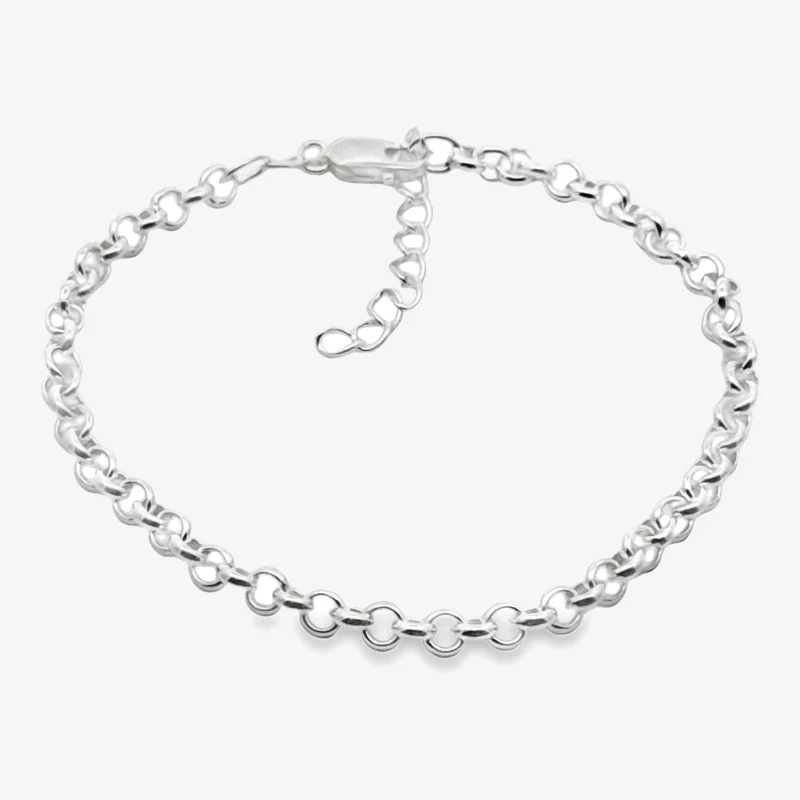 Silver Round Link Bracelet, 22cm