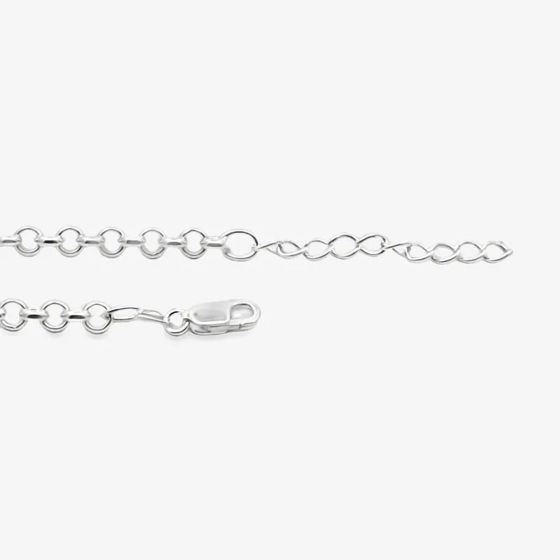 Silver Round Link Bracelet, 22cm