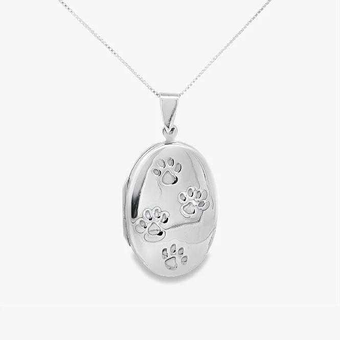 Silver Engravable Paw Print Locket