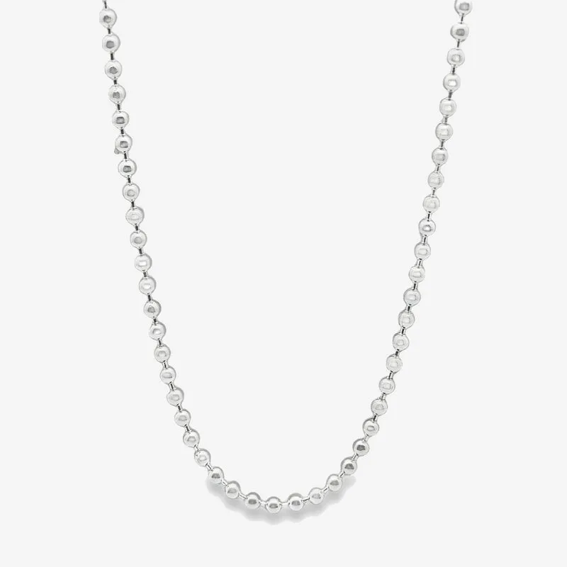 Silver Beaded Chain Necklace, 45cm