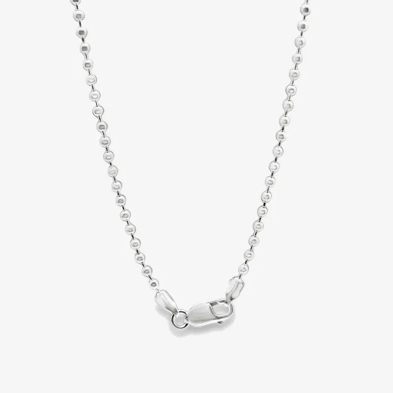 Silver Beaded Chain Necklace, 45cm