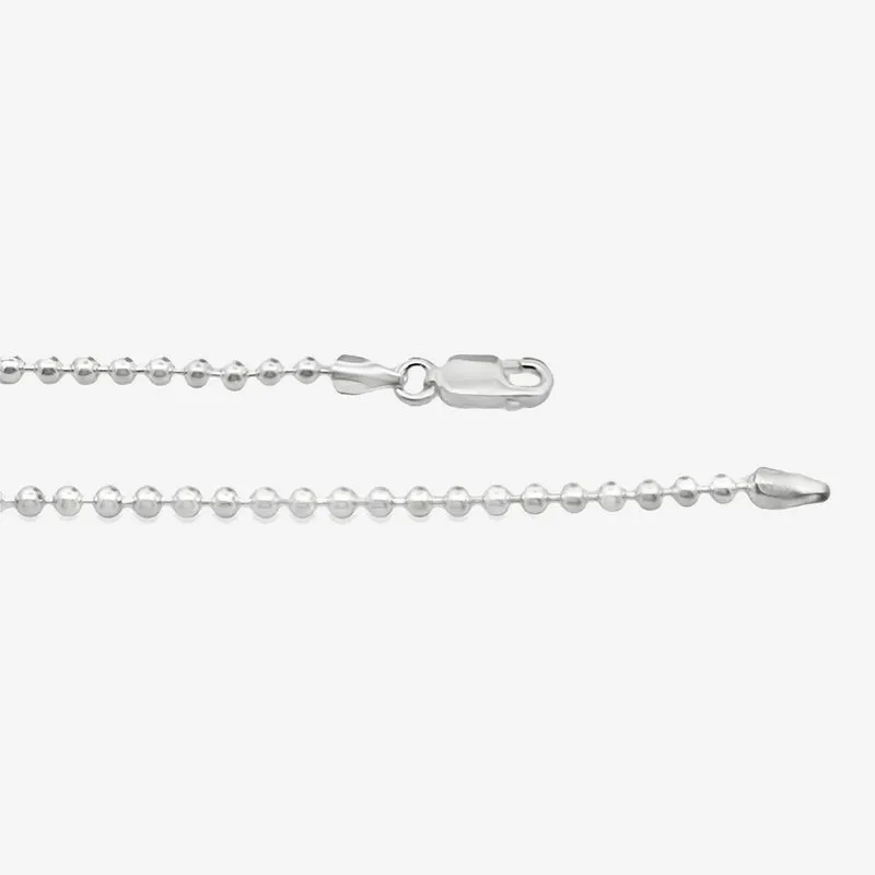 Silver Beaded Chain Necklace, 45cm