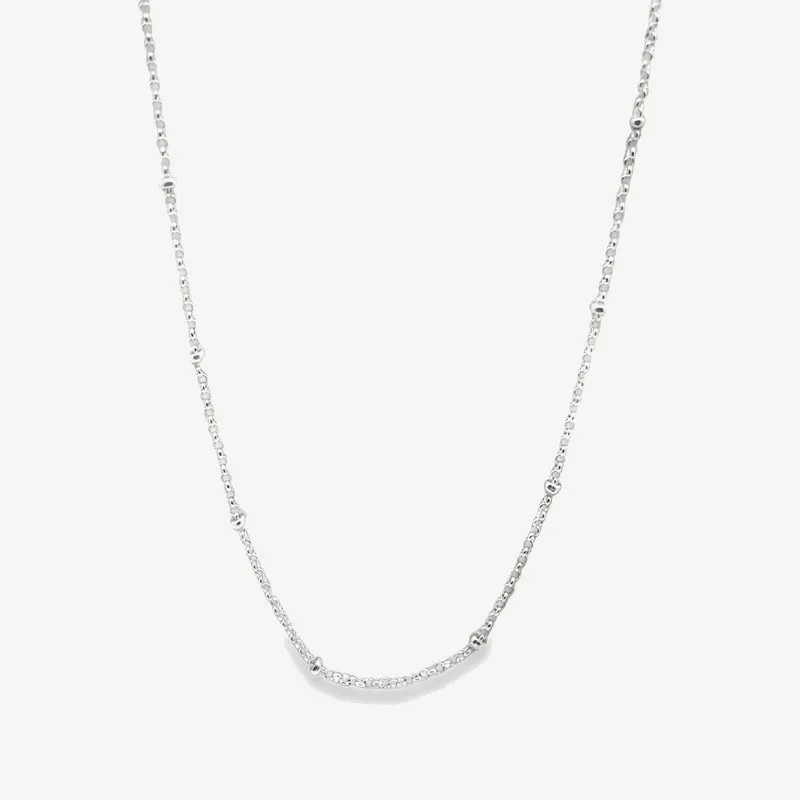 Silver Intermittent Beaded Chain Necklace, 45cm