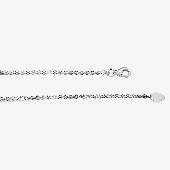 Rhodium Silver Squared Curb Chain Necklace, 50cm