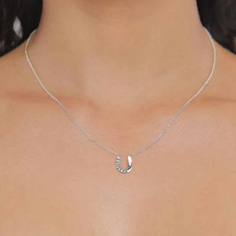 Halskette Hufeisen | Kristallen von Swarovski® (Weiß)