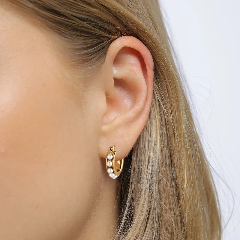 Creolen | Mit Perlen von Swarovski® (Weiß)