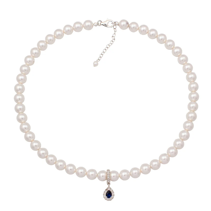 Halskette | Mit Perlen & Kristallen von Swarovski® (Dunkelblau & Weiß)